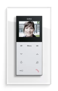 Gira Video AP Plus, Reinweiß seidenmatt (Abbildung mit Gira Esprit Glas, Weiß)