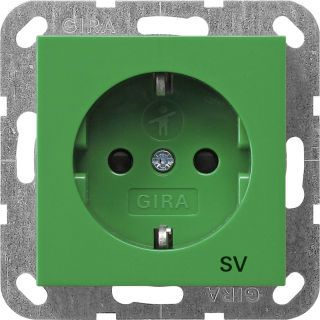 Gira System 55 SCHUKO-Steckdose mit Abdeckung und Aufdruck 