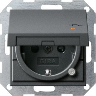 Gira System 55 SCHUKO-Steckdose mit Klappdeckel, Kontrolllicht und Shutter
