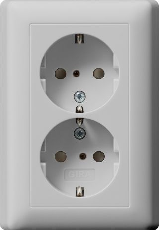 SCHUKO 2f SH + Vollpl.System 55 Grau m