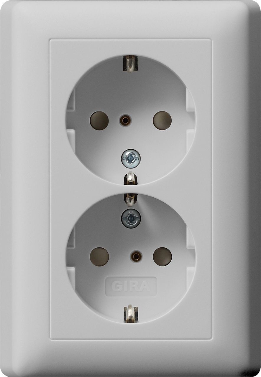 Gira System 55 SCHUKO-Doppelsteckdose mit Shutter und Vollplatte