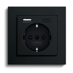 USB-Steckdose, Schwarz matt (Abbildung mit Gira E2)