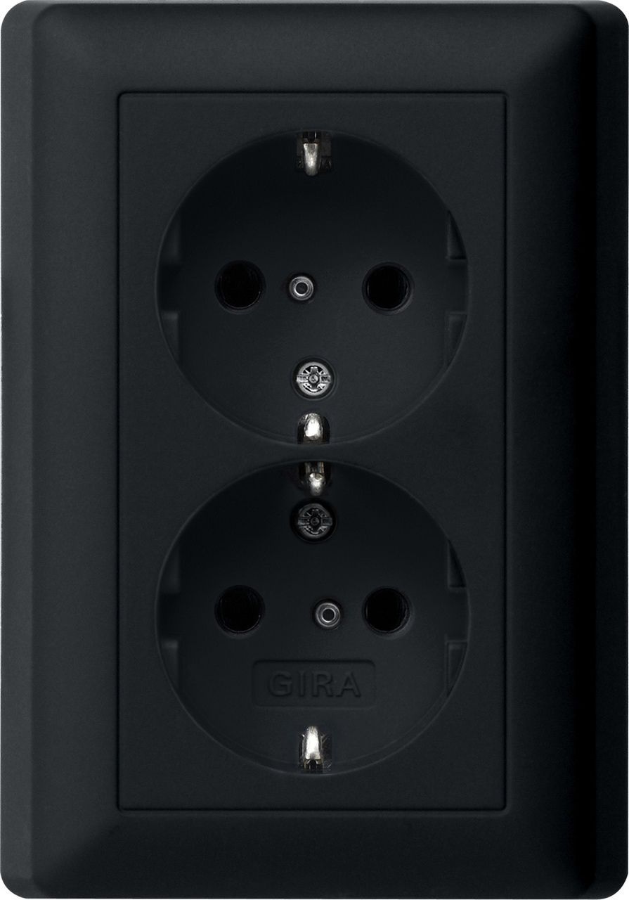 Gira System 55 SCHUKO-Doppelsteckdose mit Shutter und Vollplatte