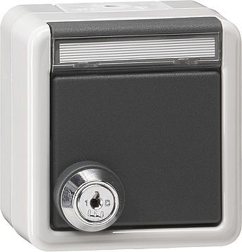 Gira SCHUKO-Steckdose mit Klappdeckel, Schloss und Beschriftungsfeld