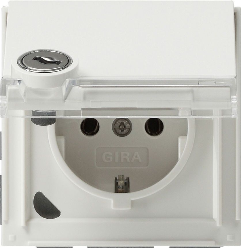 Gira SCHUKO-Steckdose mit Klappdeckel, Schloss und Beschriftungsfeld