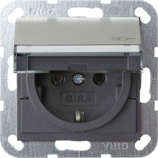 Gira System 55  SCHUKO-Steckdose mit Klappdeckel und Beschriftungsfeld