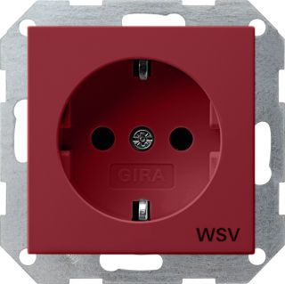 Gira System 55 SCHUKO-Steckdose mit Abdeckung und Aufdruck 