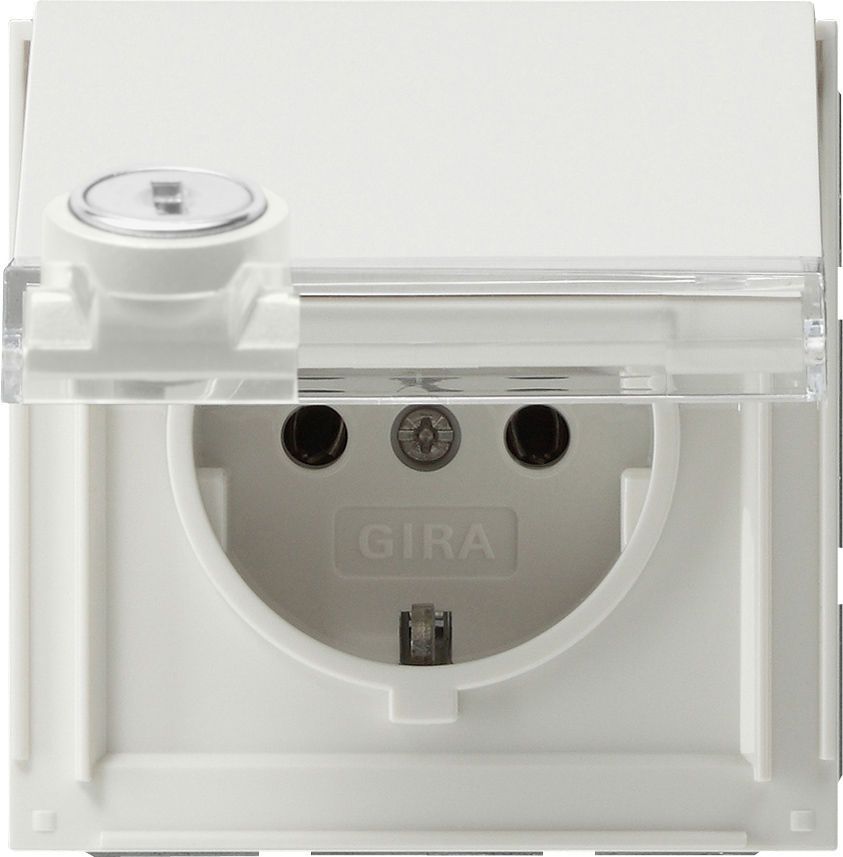 Gira SCHUKO-Steckdose mit Klappdeckel, Schloss und Beschriftungsfeld