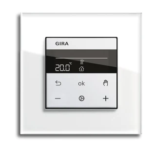 Gira System 3000 Raumtemperaturregler BT, Reinweiß (Abbildung mit Gira Esprit)