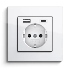 USB-Steckdose, Reinweiß glänzend (Abbildung mit Gira E2)