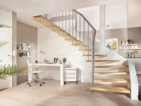 Treppenmeister Systemtreppe aus Holz und Edelstahl