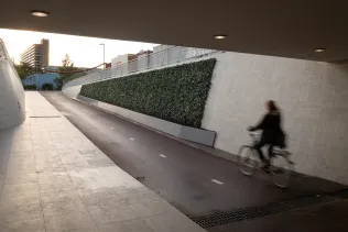 Die Fertighecken in Verkehrstunneln tragen dazu bei, Feinstaub zu binden und Graffiti zu verhindern.
