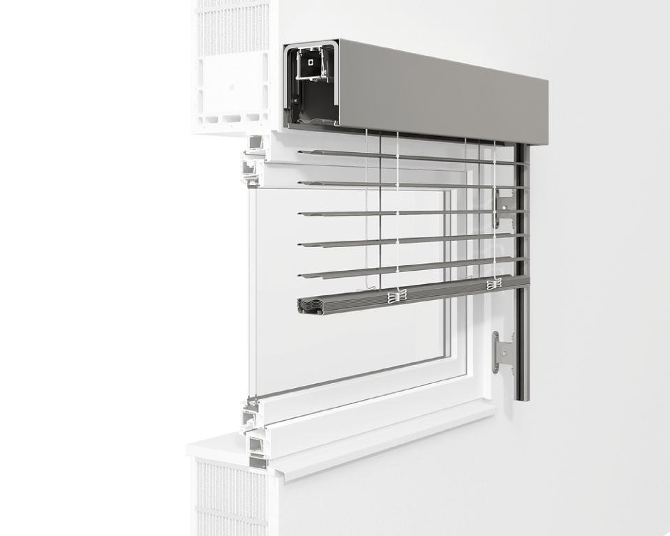 Fassadenraffstore [Vorbau-Raffstore] - Freitragendes System