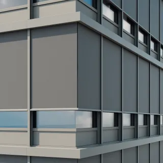 Fassadentextilscreen - zipSCREEN F50 Ganzglasecke 90°