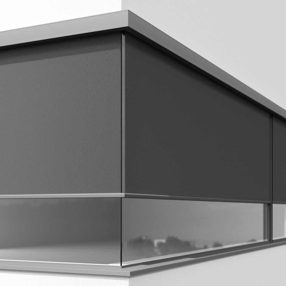 Vorbautextilscreen - zipSCREEN.2 Ganzglasecke 90°