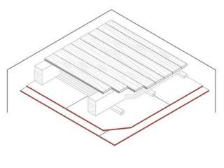 Gipsplatten-Unterdecke für Holzbalkendecke, 2 x 12.5 mm DANO® Feuer, Ausführung mit Unterkonstruktion aus Holzlattung