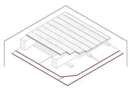 Gipsplatten-Unterdecke für Holzbalkendecke, 2 x 12.5 mm DANO® Feuer, Ausführung mit Unterkonstruktion aus Holzlattung