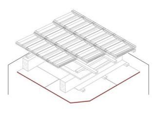 Gipsplattenbekeidung für Sparrendächer, 1 x 25 mm DANO® Massiv, Ausführung mit Unterkonstruktion aus Holzlattung 50/30 mm / Ausführung mit CD Metall-Unterkonstruktion