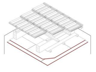 Gipsplattenbekeidung für Sparrendächer, 2 x 12.5 mm DANO® Feuer, Ausführung mit Unterkonstruktion aus Holzlattung / Metall-Unterkonstruktion