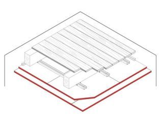 Gipsplatten-Unterdecke für Holzbalkendecke, 2 x 12.5 mm DANO® Feuer, Ausführung mit CD Metall-Unterkonstruktion
