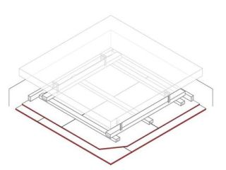 Ertüchtigung für Decke der Bauart III (z.B. Stahl- oder Spannbeton), 1 x 12.5 mm DANO® Feuer, Ausführung mit CD Metall-Unterkonstruktion / Ausführung mit Unterkonstruktion aus Holzlattung