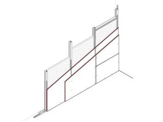Vorsatzschale Strahlenschutz, freistehend, 2 x 12,5 mm DANO® Blei+ 12,5 mm DANO® Bau einseitig beplankt