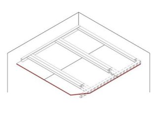 Freitragende Unterdecke, 1 x 12.5 mm DANO® Platten, Ausführung mit Metall-Unterkonstruktion aus Doppelprofil