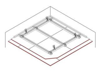 Abgehängte Unterdecke, 20 + 12,5 mm DANO® Massiv mit CD Metall-Unterkonstruktion