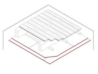 Gipsplatten-Unterdecke für Holzbalkendecke, 2 x 12.5 mm DANO® Bau, Ausführung mit Unterkonstruktion aus Holzlattung / Ausführung mit CD Metall-Unterkonstruktion