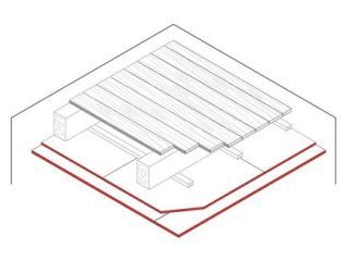 Gipsplatten-Unterdecke für Holzbalkendecke, 20 + 12,5 mm DANO® Massiv mit CD Metall-Unterkonstruktion