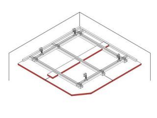 Abgehängte Unterdecke, 1 x 20 mm DANO® Massiv, Ausführung mit CD Metall-Unterkonstruktion