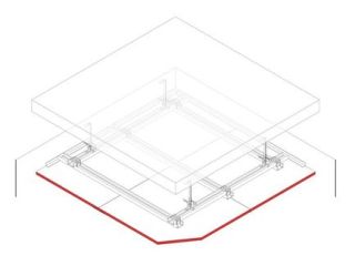 Ertüchtigung für Decke der Bauart III (z.B. Stahl- oder Spannbeton), 1 x 12.5 mm DANO® Feuer DF/GKF, Ausführung mit CD Metall-Unterkonstruktion