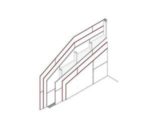 Einfachständerwand nichttragend, 15 + 12,5 mm DANO® Feuer imprägniert DFH2/GKFi + 2 x 16 mm Holzwerkstoffplatte, Holz-Unterkonstruktion 60/40 mm, Mineralwolleinlage d = 60 mm / 50 kg/m³