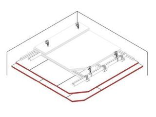 Abgehängte Unterdecke, 2 x 20 mm DANO® Massiv, Ausführung mit UA + CD Metall-Unterkonstruktion