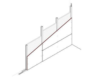 Vorsatzschale freistehend, 1 x 12,5 mm DANO® Bau A/GKB einseitig beplankt, CW50/50/06 mm, Mineralwolleinlage d = 40 mm