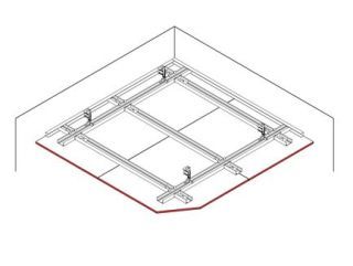 Abgehängte Unterdecke, niveaugleich, 1 x 12.5 mm DANO® Platten, Ausführung mit CD Metall-Unterkonstruktion