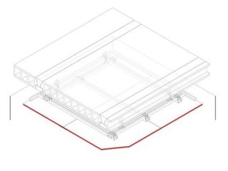 Ertüchtigung für Decke der Bauart I (z.B. Stb-Rippendecke), 1 x 15 mm DANO® Feuer, Ausführung mit CD Metall-Unterkonstruktion