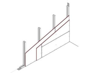 Vorsatzschale/Schachtwand freistehend, 2 x 12,5 mm DANO® Platten, einseitig beplankt,