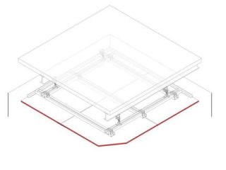 Ertüchtigung für Decke der Bauart II (z.B. mit freil. Stahlträgern), 1 x 12.5 mm DANO® Feuer, Ausführung mit CD Metall-Unterkonstruktion