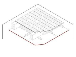 Gipsplatten-Unterdecke für Holzbalkendecke, 1 x 12.5 mm DANO® Feuer, Ausführung mit Unterkonstruktion aus Holzlattung