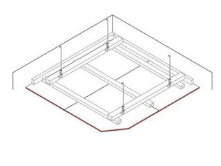Abgehängte Unterdecke, 1 x 12.5 mm DANO® Platten, Ausführung mit Unterkonstruktion aus Holzlattung