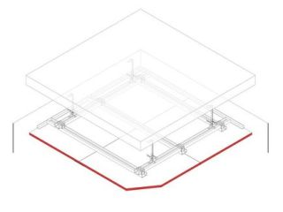 Ertüchtigung für Decke der Bauart III (z.B. Stahl- oder Spannbeton), 1 x 12.5 mm DANO® Feuer, Ausführung mit CD Metall-Unterkonstruktion