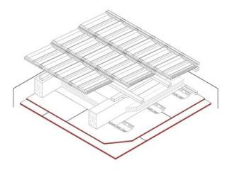 Gipsplattenbekeidung für Sparrendächer, 2 x 12.5 mm DANO® Bau, Ausführung mit Hutfederschiene