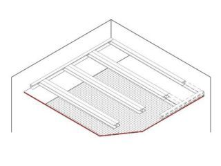 Freitragende Akustik-Unterdecke, 1 x 12.5 mm DANO® Platten, Ausführung mit Metall-Unterkonstruktion, Doppelprofil