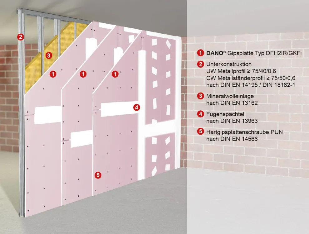W 90-90 Einbruchhemmende Metallständerwand RC2 mit DANO® Stabil DFH2IR/GkFi