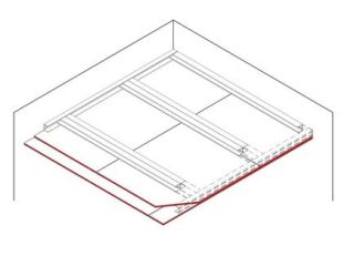Freitragende Unterdecke, 2 x 12.5 mm DANO® Platten, Ausführung mit Metall-Unterkonstruktion, Doppelprofil
