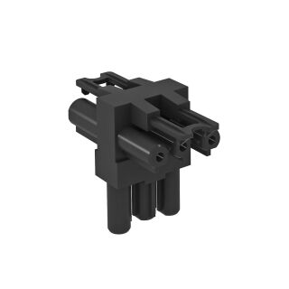 Verteilerblock T-Form 1 Eingang / 2 Ausgänge 3-polig, schwarz