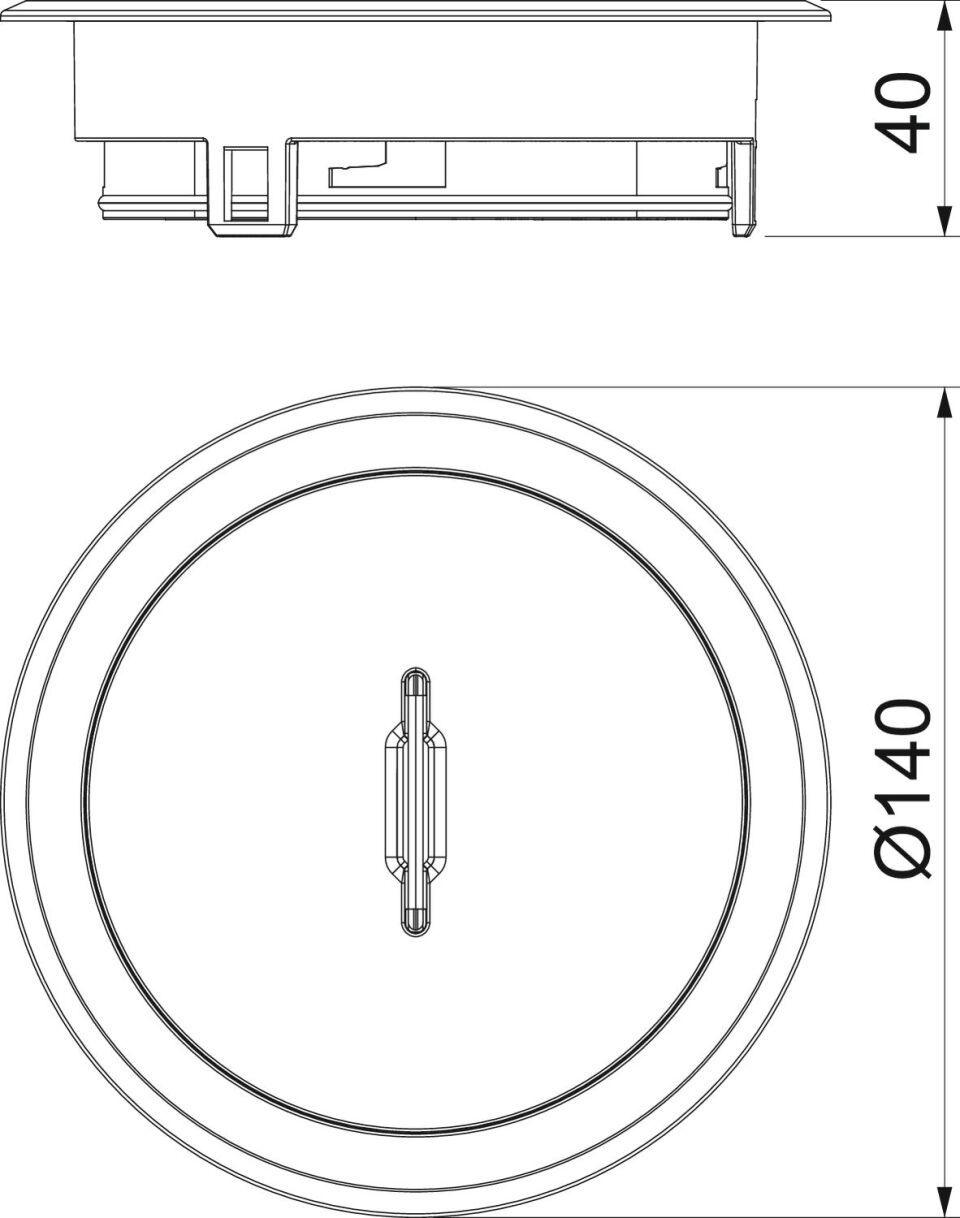 Tubusdeckel mit Griffbügel 140 mm, Zn, Ni-Ox