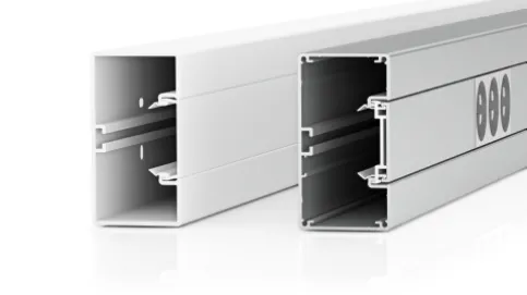 Rapid 45 Brüstungskanäle sind in Kunststoff- und Aluminiumausführung erhältlich, optional auch mit antibakterieller Oberfläche.