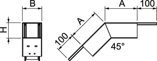 Bogen 45°, fallend mit Brandschutzgewebe 455x100x197, St, FS